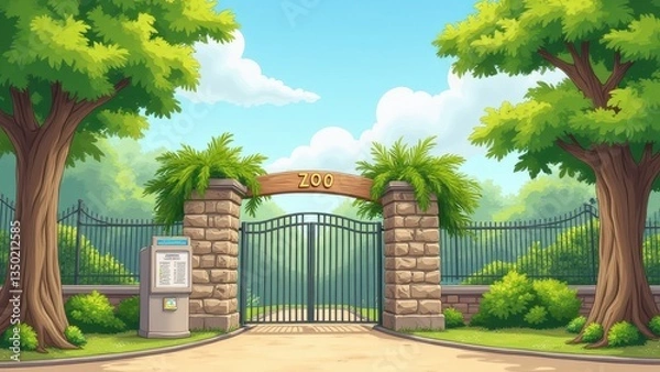 Obraz Zoo Entrance Gate with Lush Greenery