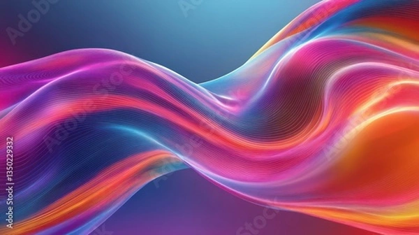 Fototapeta Abstract colorful flowing wave, digital art, vibrant gradient background, website design