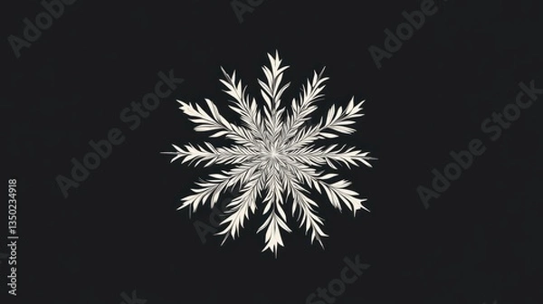 Fototapeta White snowflake design, dark background, winter holiday, graphic element
