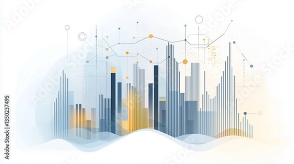 Obraz Illustration haute résolution et minimaliste de croissance financière et analytique