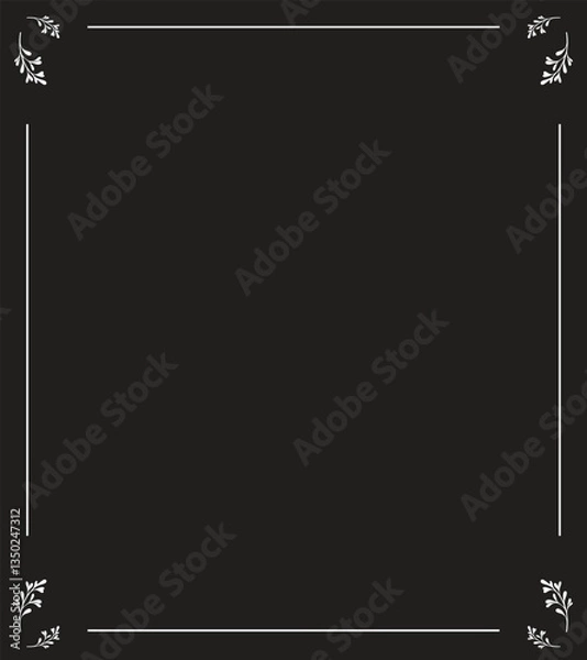 Fototapeta Blessed Memory Invitation Card for Funeral Service Featuring black Background, Elegant Frames, Gentle Leaves, and Ample Space for Name, Dates, Scripture, and Photo
