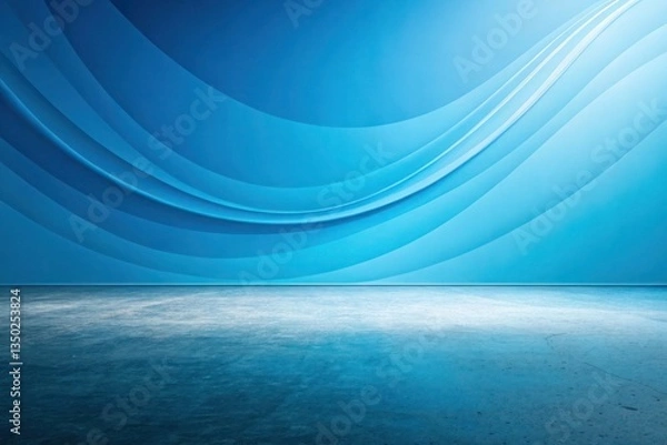 Fototapeta Gradient blue abstract background with a soft curve and smooth lighting.