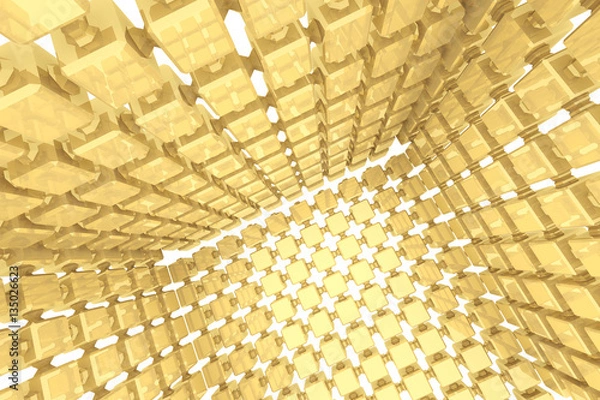 Fototapeta Abstract geometric background with golden cubes