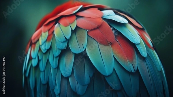 Fototapeta Vibrant Macaw Feathers Close-Up, Jungle Background