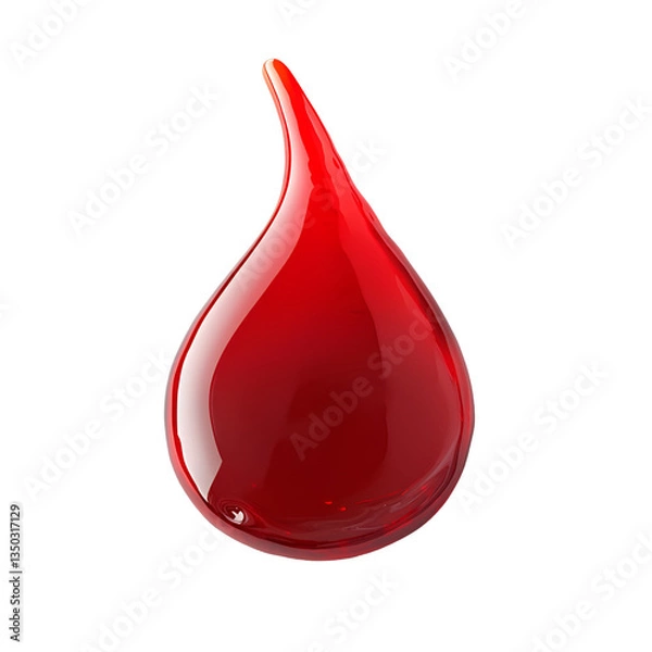 Fototapeta Red liquid drop on black background glossy vibrant