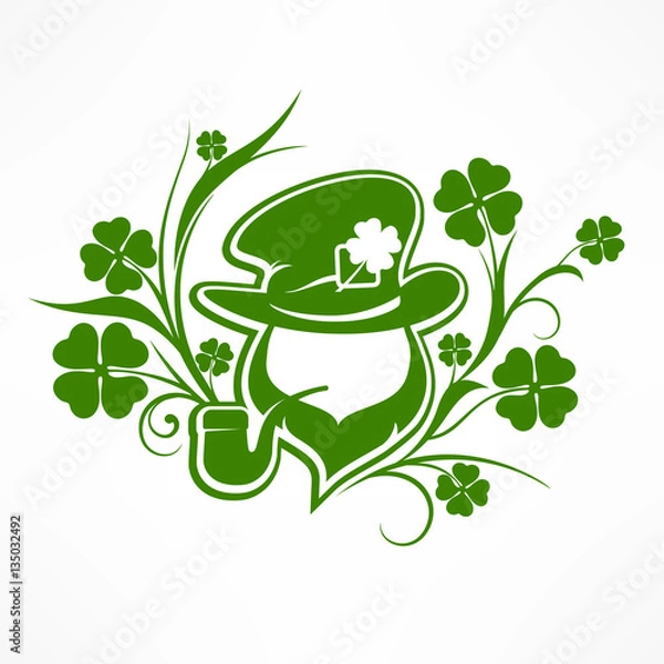 Obraz Leprechaun lucky symbols on white