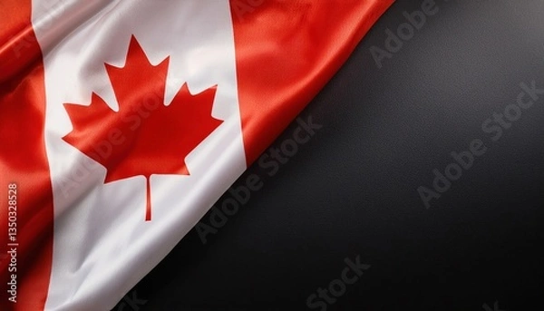 Obraz Canadian flag on black background highlighting maple leaf symbolism