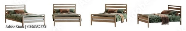 Fototapeta Bed isolated on transparent background. 3D render.