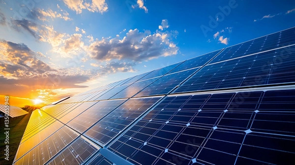 Obraz solar energy roof and nature.