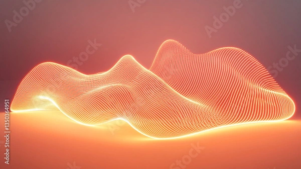 Fototapeta Abstract glowing waves of light create a mesmerizing visual effect, set against a soft gradient background