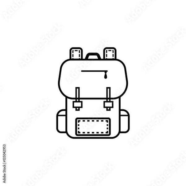 Fototapeta Backpack line icon, Education and school element, school bag vector graphics, a linear pattern on a white background, eps 10.