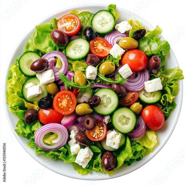 Fototapeta Fresh Garden Salad with Cucumbers and Tomatoes