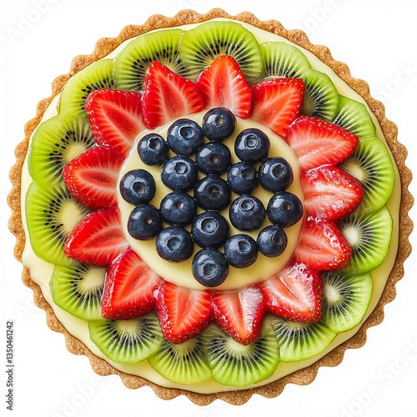 Fototapeta Fresh Mixed Berry Tart with Kiwi and Strawberry