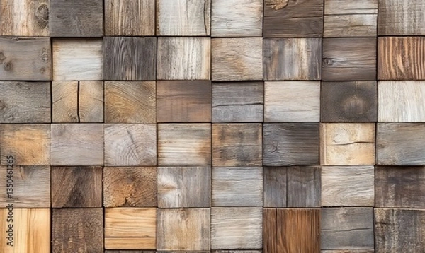 Fototapeta Rustic Wooden Tile Pattern - Natural Texture Background for Creative Projects and Design Applications