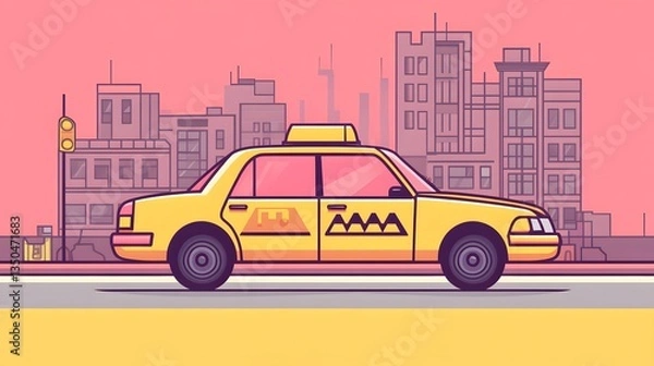 Fototapeta Modern Line Design Style Taxi Mobile App Banner for Professional Usage