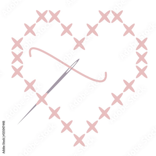 Obraz Cross Stitch Heart with Needle