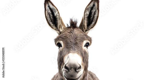 Fototapeta funny donkey with large ears on white background