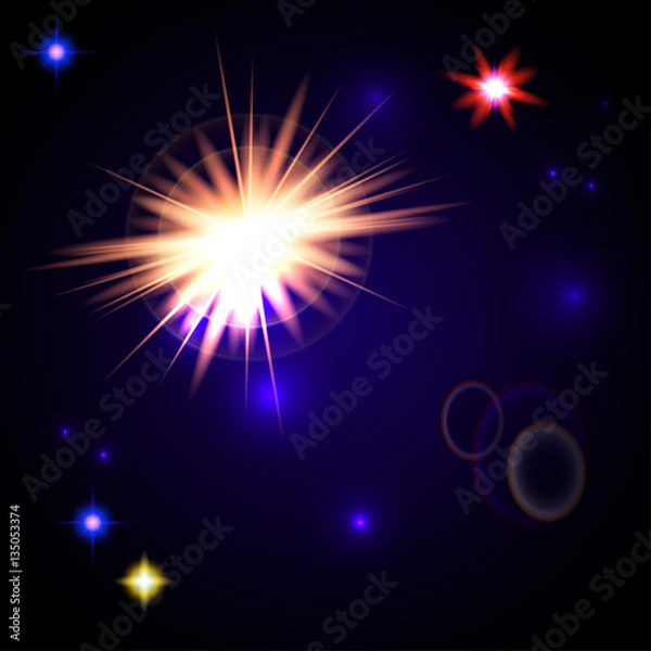 Fototapeta Large cosmic star flash light effect. Vector illustration