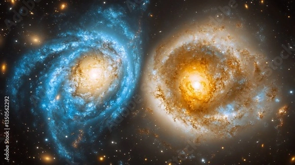 Fototapeta Advanced interstellar gateway connecting two distant galaxies powered by unknown cosmic forces