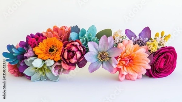 Fototapeta Colorful Floral Wreath on White Background