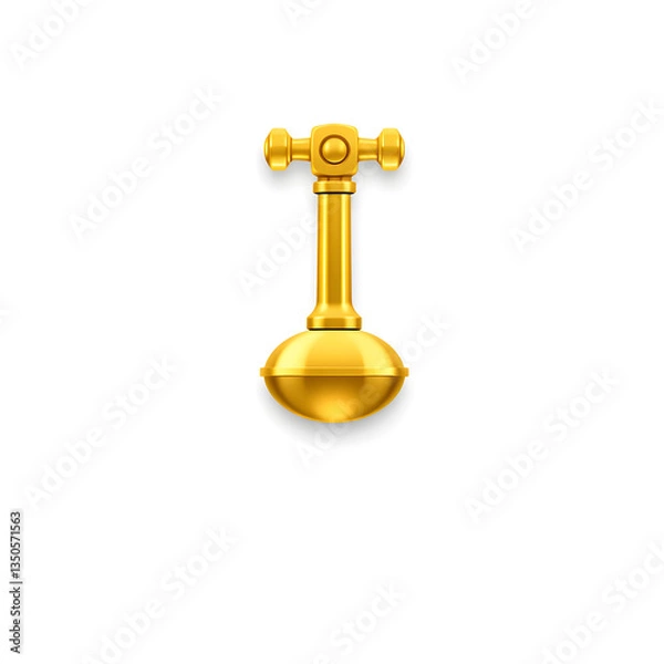 Fototapeta Plunger gold metal icon on white background. Generative AI