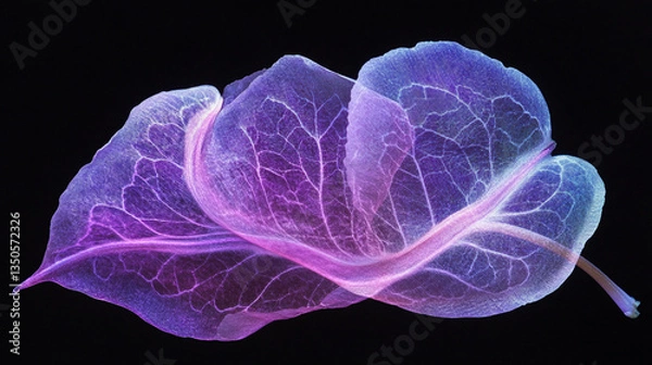 Fototapeta Ethereal translucent leaves with vibrant colors on a dark background, showcasing nature's beauty