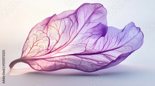 Fototapeta Delicate purple leaf showcasing intricate vein patterns against a soft gradient background