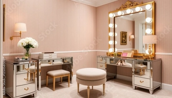 Fototapeta Glamorous Hollywood Regency Dressing Room Design