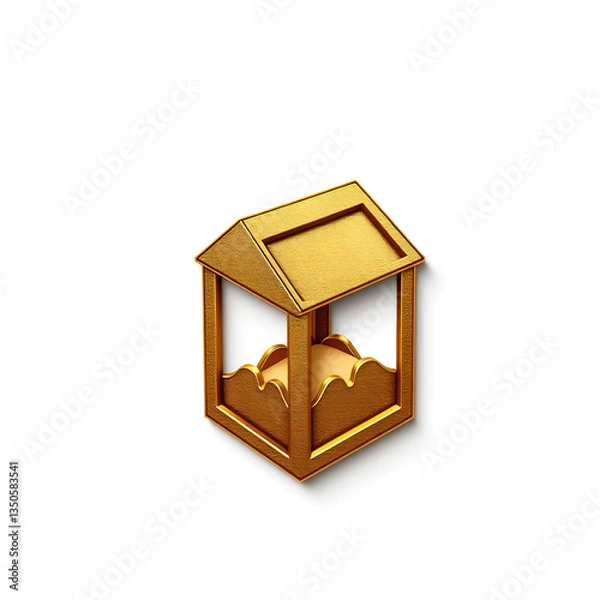 Fototapeta Sandbox gold metal icon on white background. Generative AI