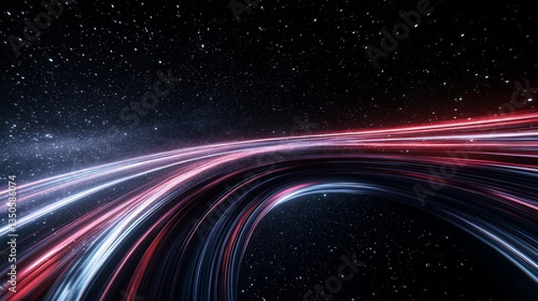 Fototapeta Cosmic Velocity: Abstract artwork portraying streaks of light accelerating through space. Capturing the sense of speed, futuristic visions, and the vastness of the cosmos.