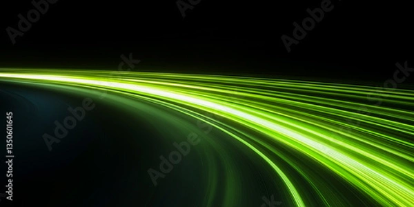 Obraz green gradient speed light motion blur effect on black background,blank green speed lines for design banner poster wallpaper with copy space