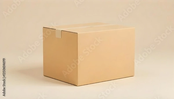 Fototapeta A realistic cardboard box mockup with a matte texture, no branding or text, and a clean neutral background