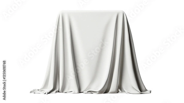 Fototapeta Elegant White Fabric Draped on Table Surface in Studio Setting