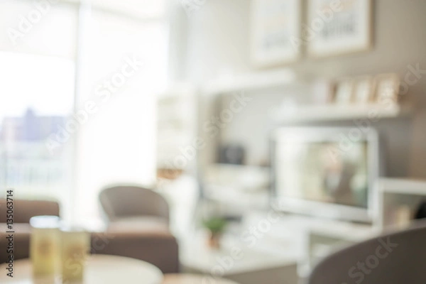 Fototapeta Abstract blur living room area interior for background.