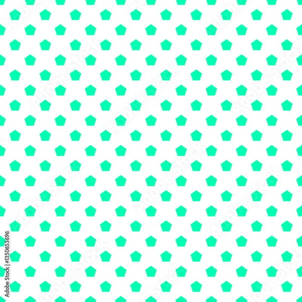 Fototapeta Mint Green Pentagon Seamless Transparent Vector Pattern