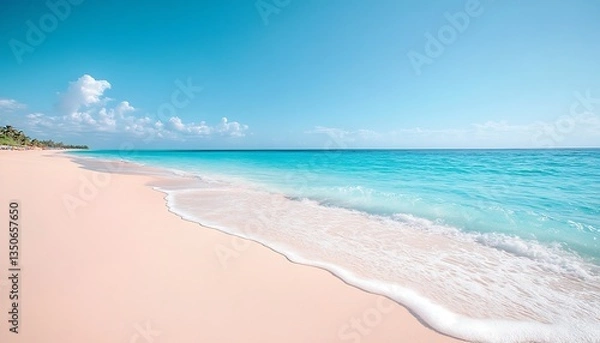 Fototapeta Tropical Beach: Turquoise Waves for Pink Sand.