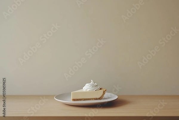 Obraz Creamy Key Lime Pie Slice on Minimalist Tabletop