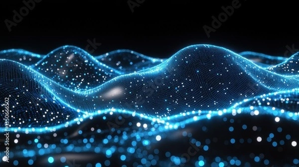 Fototapeta Abstract Blue Data Wave