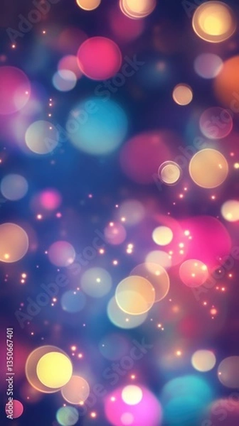 Obraz Colorful bokeh lights background. Blurred circle shapes. Multicolored blurry lights bokeh defocused abstract background for Christmas new year and celebration events, Ready for display.