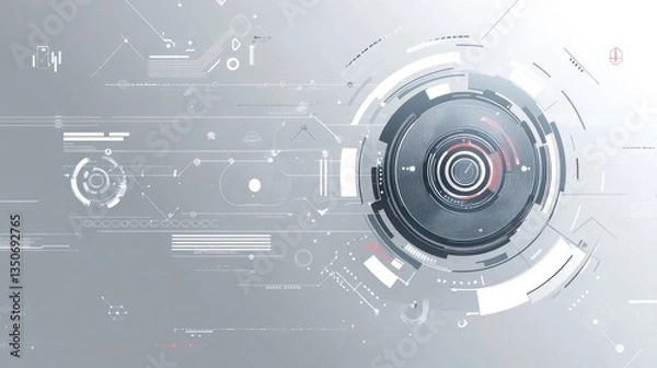 Fototapeta Abstract tech design, futuristic lens, graphical interface