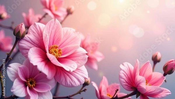 Fototapeta Abstract floral composition, soft hues, continuous print , style, floral, flower