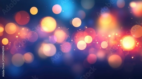 Fototapeta Colorful bokeh lights background. Blurred circle shapes. Multicolored blurry lights bokeh defocused abstract background for Christmas new year and celebration events.