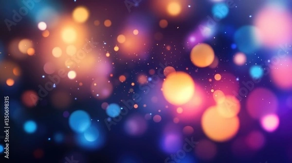 Obraz Colorful bokeh lights background. Blurred circle shapes. Multicolored blurry lights bokeh defocused abstract background for Christmas new year and celebration events.