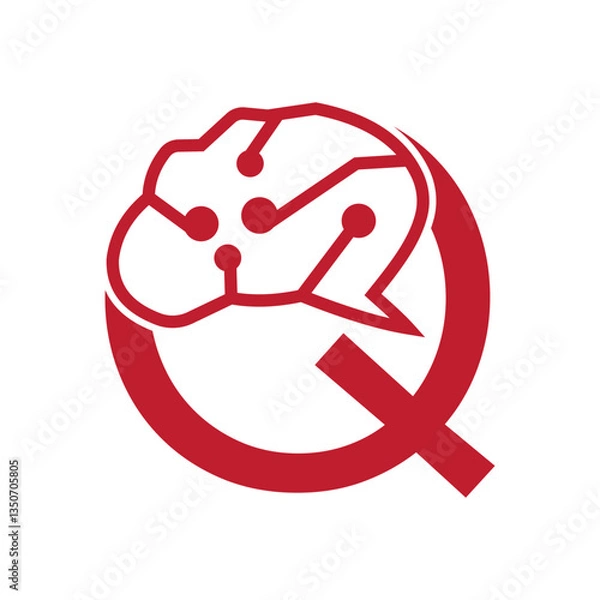 Obraz Letter Q Brain Logo Design Vector Template