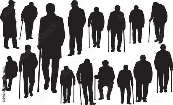 Obraz Old Man Silhouette - Elderly Figure Illustration