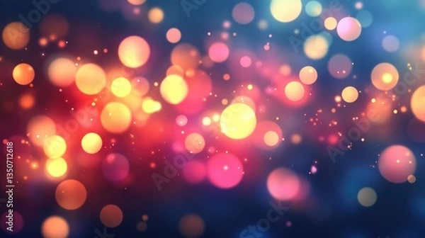 Fototapeta Colorful bokeh lights background. Blurred circle shapes. Multicolored blurry lights bokeh defocused abstract background for Christmas new year and celebration events, Ready for display.