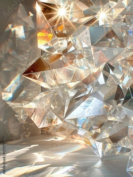 Obraz Large, abstract sculpture made of many small, triangular pieces of glass