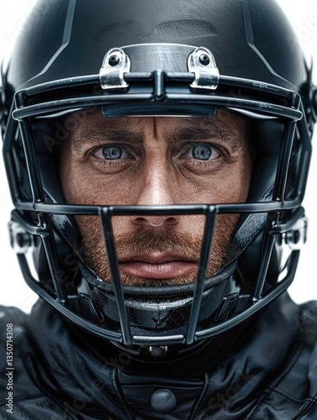 Obraz Man wearing a black helmet with a black face mask