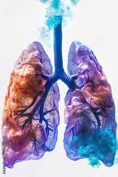 Obraz Colorful lung with purple, blue, and orange branches