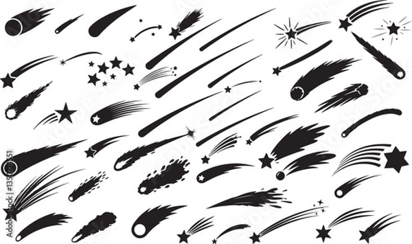 Obraz Shooting Star Silhouette - Celestial Falling Star Illustration